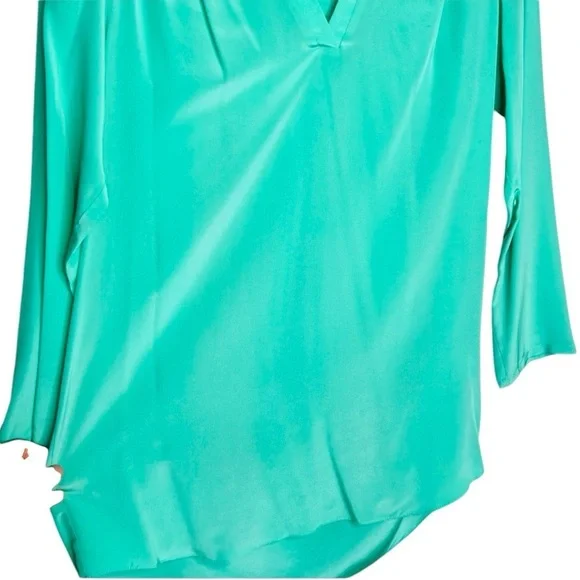 Amanda Uprichard Teal/Green Silk Long-sleeve Top - Picture 3 of 5